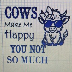 Blue Graphic cow decal